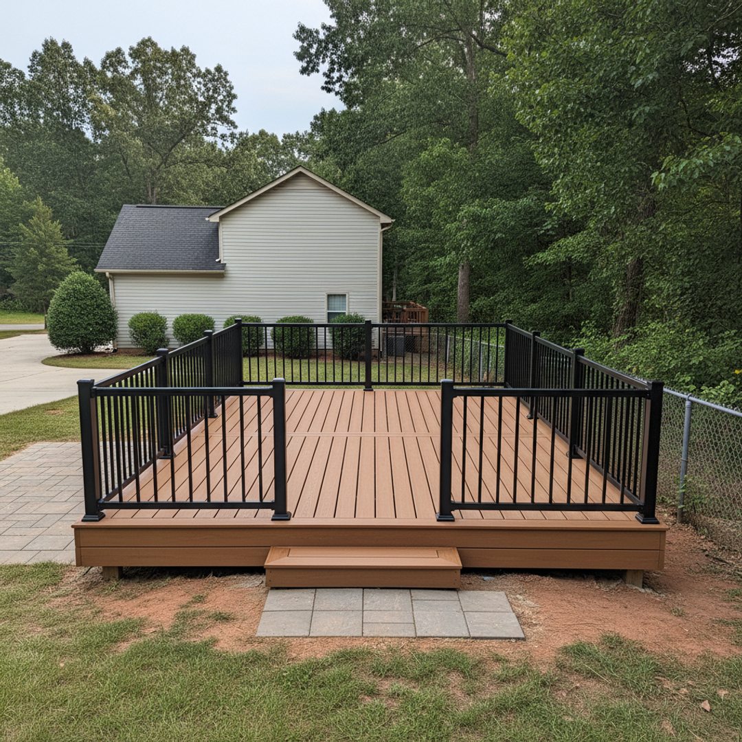 Custom Deck Design completed by Paradise Deck Company in Hiram, GA